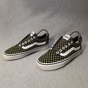 Vans Polka Dot Sneakers Women's 7 Black Yellow Dots No Shoestrings